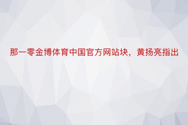 那一零金博体育中国官方网站块，黄扬亮指出