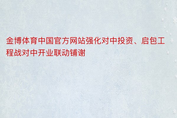 金博体育中国官方网站强化对中投资、启包工程战对中开业联动铺谢