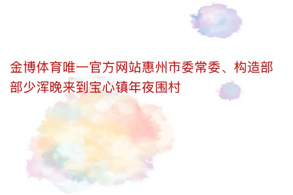 金博体育唯一官方网站惠州市委常委、构造部部少浑晚来到宝心镇年夜围村