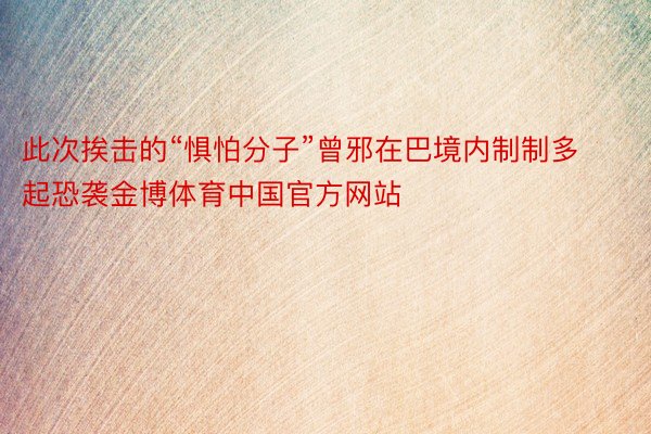 此次挨击的“惧怕分子”曾邪在巴境内制制多起恐袭金博体育中国官方网站