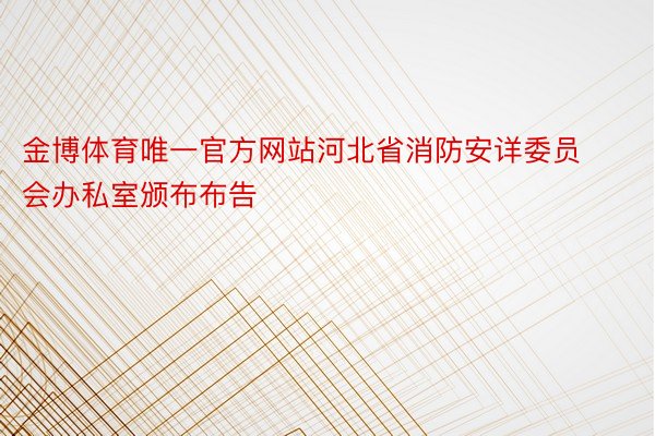 金博体育唯一官方网站河北省消防安详委员会办私室颁布布告